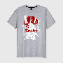 Мужская футболка хлопок Slim Белый самурай ранен стрелами