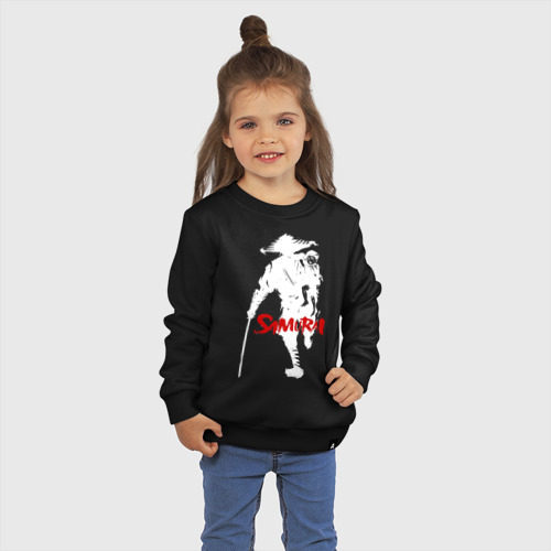 Детский свитшот хлопок с принтом Белый самурай с ребёнком, фото на моделе #1