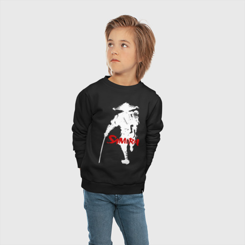 Детский свитшот хлопок с принтом Белый самурай с ребёнком, вид сбоку #3