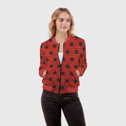 Женский бомбер 3D Камуфляж божья коровка - фото 2