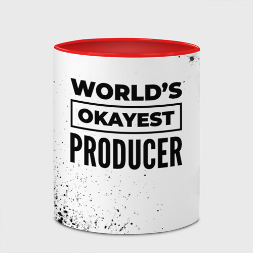 Кружка с полной запечаткой World's okayest producer - white, цвет белый + красный - фото 4