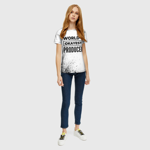 Женская футболка 3D с принтом World's okayest producer - white, вид сбоку #3