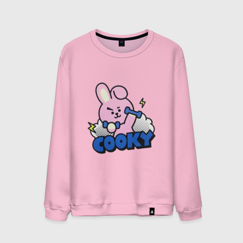 Мужской свитшот хлопок Cooky BT21 Jungkook, цвет светло-розовый