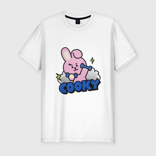 Мужская футболка хлопок Slim Cooky BT21 Jungkook, цвет белый