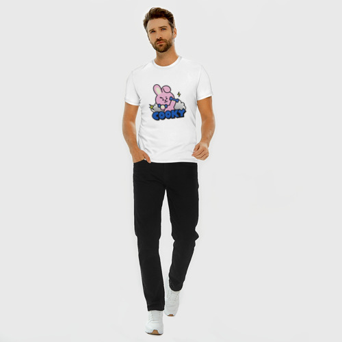 Мужская футболка хлопок Slim Cooky BT21 Jungkook, цвет белый - фото 5