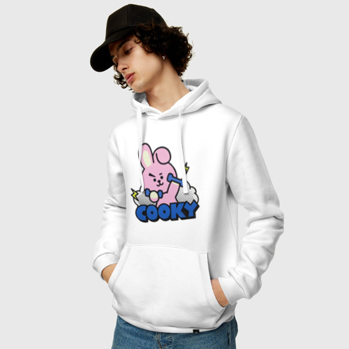 Мужская толстовка хлопок Cooky BT21 Jungkook, цвет белый - фото 3