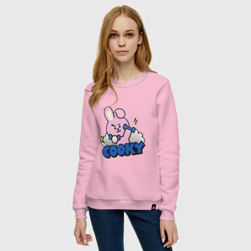 Женский свитшот хлопок Cooky BT21 Jungkook, цвет светло-розовый - фото 3