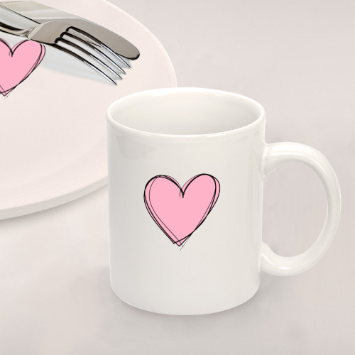 Набор: тарелка + кружка Большое нарисованное сердце - фото 2