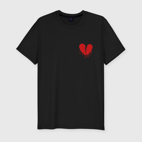 Мужская футболка хлопок Slim с принтом Разбитое сердце - мини, вид спереди #2
