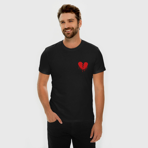 Мужская футболка хлопок Slim с принтом Разбитое сердце - мини, фото на моделе #1