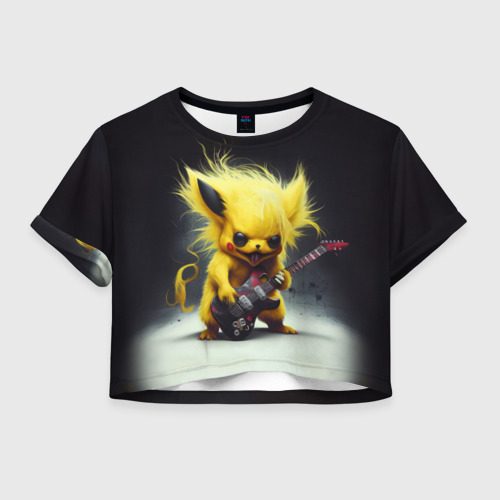 Женская футболка Crop-top 3D Rocker Pikachu, цвет 3D печать