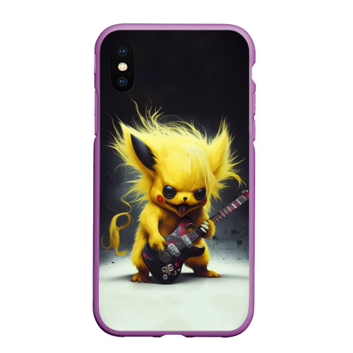 Чехол для iPhone XS Max матовый Rocker Pikachu, цвет фиолетовый