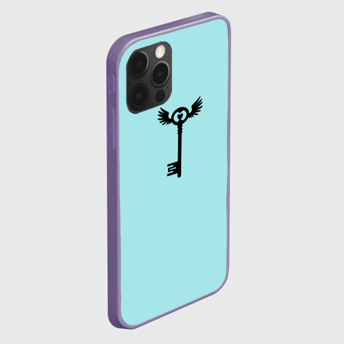 Чехол для iPhone 12 Pro Max с принтом Ключик к замочку голубой, вид сбоку #3