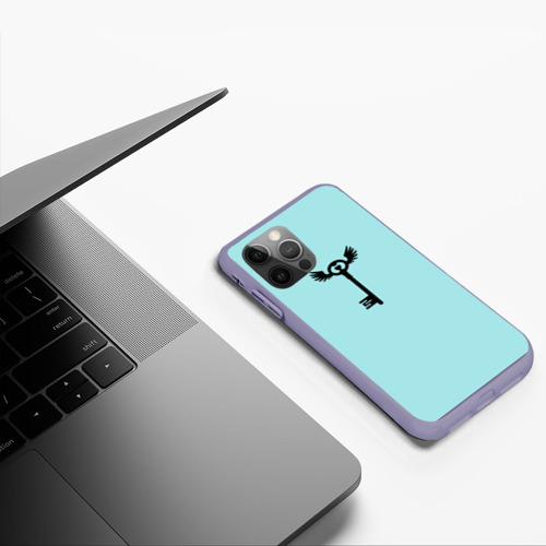 Чехол для iPhone 12 Pro Max с принтом Ключик к замочку голубой, фото #5