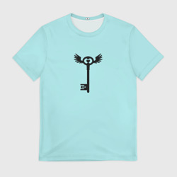 Мужская футболка 3D Ключик к замочку голубой