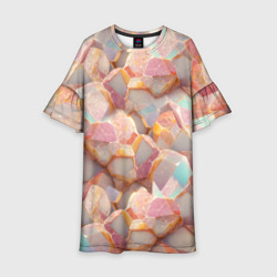Текстура розового мрамора на камнях – Детское платье 3D с принтом купить