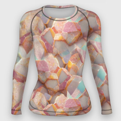 Текстура розового мрамора на камнях – Женский рашгард 3D с принтом купить