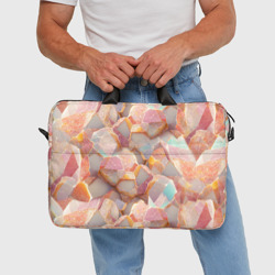 Сумка с принтом Текстура розового мрамора на камнях для любого человека, вид спереди №3. Цвет основы: белый