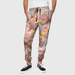 Текстура розового мрамора на камнях – Мужские брюки 3D с принтом купить