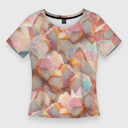 Текстура розового мрамора на камнях – Женская футболка 3D Slim с принтом купить