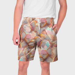 Текстура розового мрамора на камнях – Мужские шорты 3D с принтом купить
