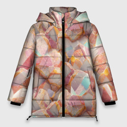 Текстура розового мрамора на камнях – Женская зимняя куртка Oversize с принтом купить