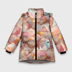 Текстура розового мрамора на камнях – Зимняя куртка для девочек 3D с принтом купить