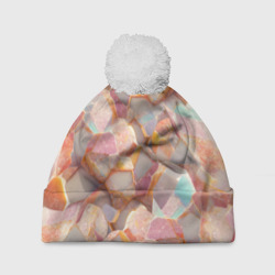 Текстура розового мрамора на камнях – Шапка 3D c помпоном с принтом купить