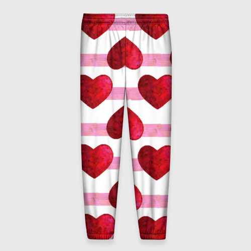 Мужские брюки 3D Сердечки и полоски - паттерн на день святого Валентина, цвет 3D печать - фото 2
