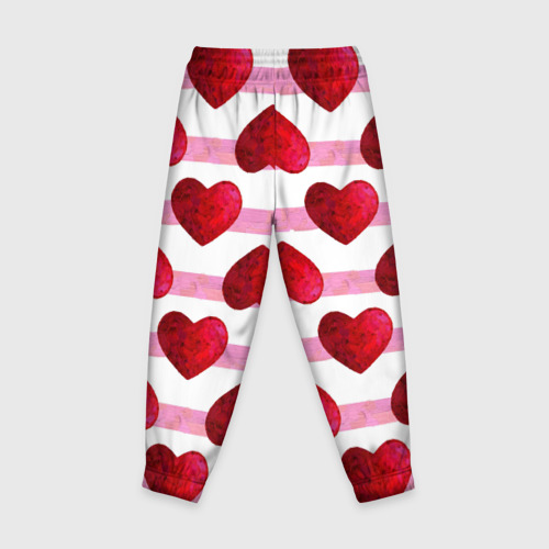 Детские брюки 3D Сердечки и полоски - паттерн на день святого Валентина, цвет 3D печать - фото 2