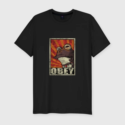 Мужская футболка хлопок Slim Obey frog