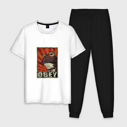 Мужская пижама с белой футболкой хлопок Obey frog