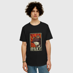 Мужская футболка хлопок Oversize Obey frog - фото 2