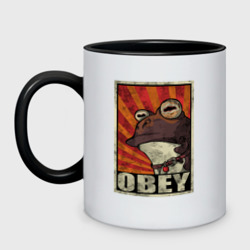 Кружка двухцветная Obey frog