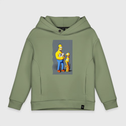 Детское худи Oversize хлопок Homer Simpson and cats - нейросеть арт