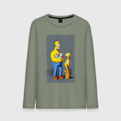 Мужской лонгслив хлопок Homer Simpson and cats - нейросеть арт