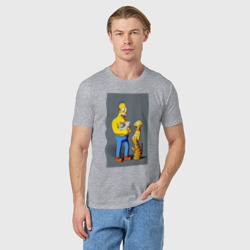 Мужская футболка хлопок Homer Simpson and cats - нейросеть арт - фото 2