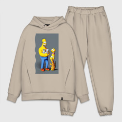 Мужской костюм oversize хлопок Homer Simpson and cats - нейросеть арт