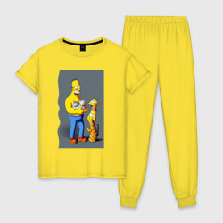 Женская пижама хлопок Homer Simpson and cats - нейросеть арт