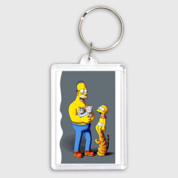 Брелок прямоугольный 35*50 Homer Simpson and cats - нейросеть арт