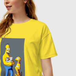 Женская футболка хлопок Oversize Homer Simpson and cats - нейросеть арт - фото 2