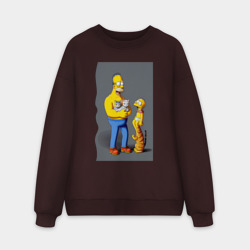 Мужской свитшот oversize без начеса хлопок Homer Simpson and cats - нейросеть арт
