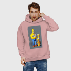 Мужское худи Oversize хлопок Homer Simpson and cats - нейросеть арт - фото 2