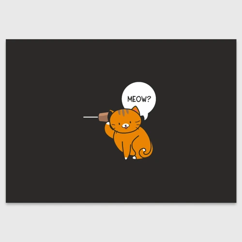 Поздравительная открытка Meow - рыжая кошечка