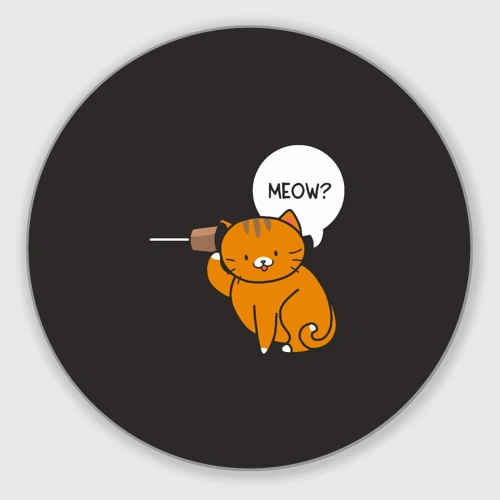 Круглый коврик для мышки Meow - рыжая кошечка
