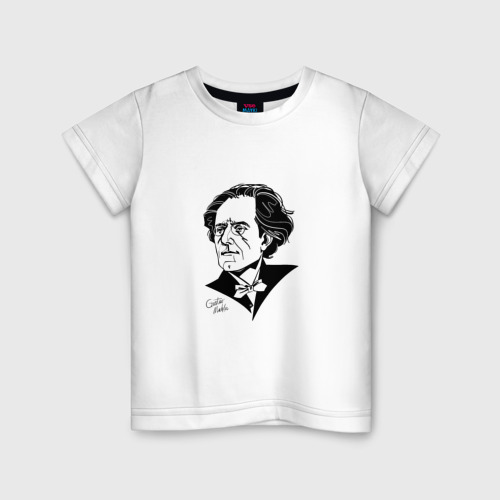Детская футболка хлопок с принтом Густав Малер, вид спереди #2