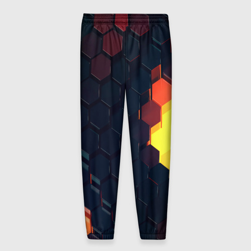 Мужские брюки 3D с принтом Оранжевый питон, вид сзади #1