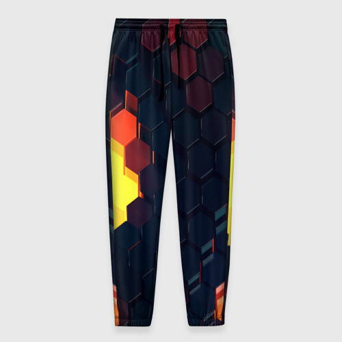 Мужские брюки 3D с принтом Оранжевый питон, вид спереди #2
