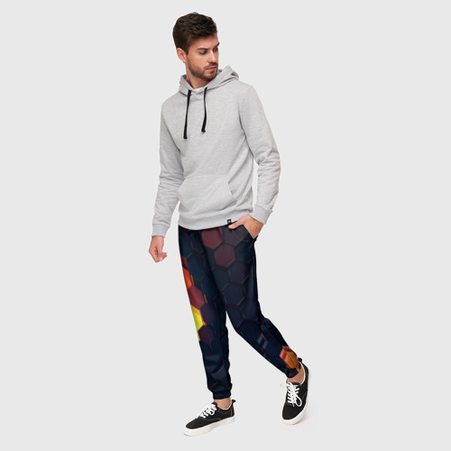 Мужские брюки 3D с принтом Оранжевый питон, фото на моделе #1