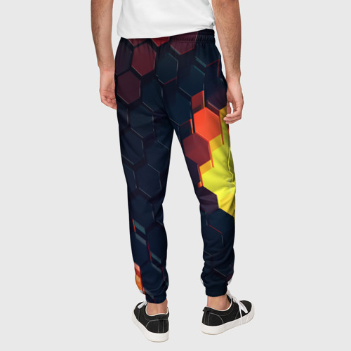 Мужские брюки 3D с принтом Оранжевый питон, вид сзади #2